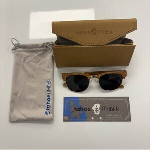 Tahoe Timber Polarized Wooden Sunglasses w/ Leather Case & Pouch